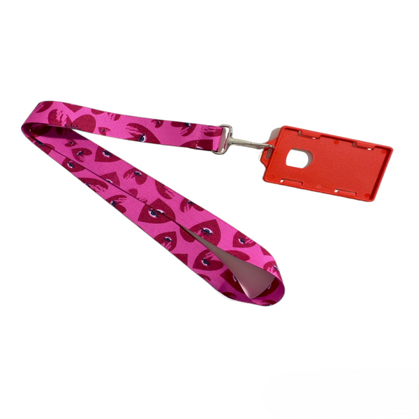 LANYARD CORAZONES OJO TURCO FUCSIA