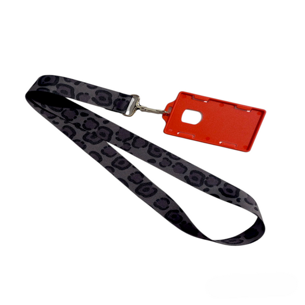LANYARD ANIMAL PRINT GRIS SIN MOÑO