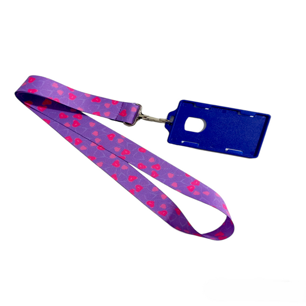 LANYARD FONENDOS Y CORAZONES LILA